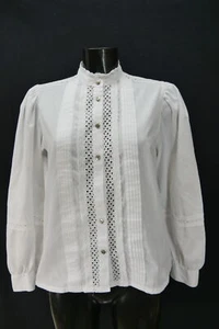 Gr.40 Trachtenbluse weiß Bluse für Dirndl Alpen Trachten mit Spitze TB10154 - Bild 1 von 4