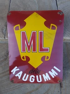 Reklameschild Werbeschild Emailschild ML Kaugummi Reklame Werbung Süssigkeit gum - Picture 1 of 4