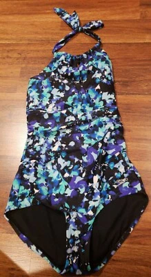 Traje de baño Speedo negro azul verde de una pieza para mujer talla pequeña Foto 1 de 4