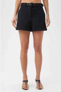 NWT- Trina Turk 'Eisley' Stretch-Pique Belted Shorts, Black - Size 2 - Picture 1 of 3