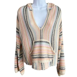 Suéter con Capucha Billabong Mujer Baja Playa Tejido a Rayas Talla Mediana Playa Surf - Imagen 1 de 6