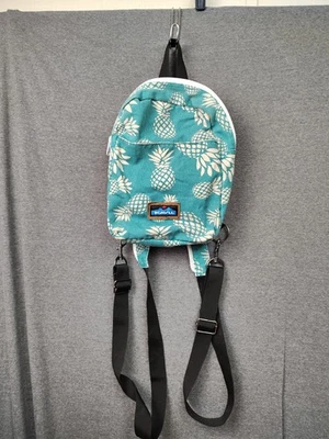 KAVU Convertible Backpack Bag Pineapple Print Green Zip Strap - Image 1 of 4