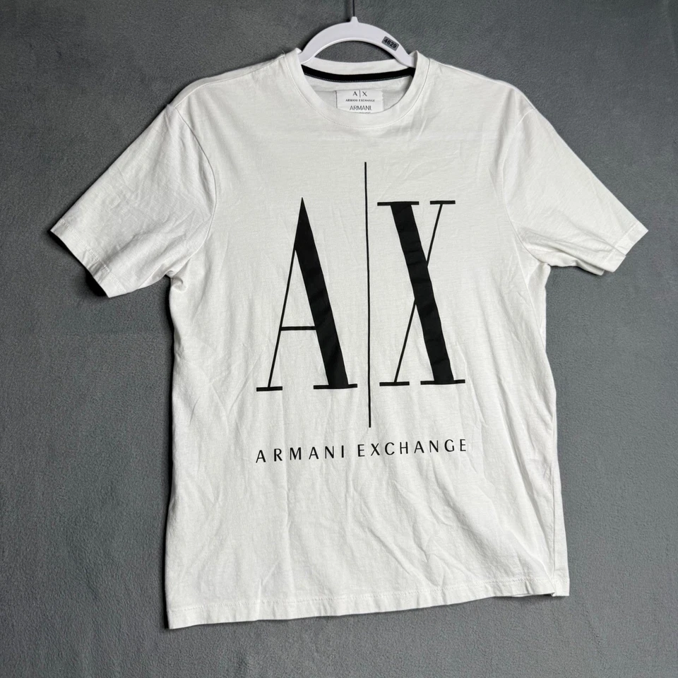 ARMANI EXCHANGE AX Logo Graphic T Shirt White ICON PERIOD Mens XS - Image 1 of 4