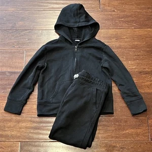 Old Navy Black Boys Girls Small Zip Pocket Hoodie Pants Track Suit 2 Piece Set - Picture 1 of 18