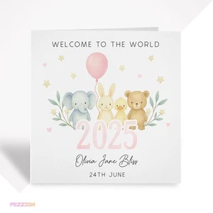 Personalisierte neue Baby Mädchen Karte - Geschenk für Tochter, Enkelin, Patenkind - Bild 1 von 5