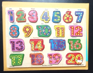 Puzzle numeri in legno mondo grosso di Shure 20 pezzi nuovo sigillato - Foto 1 di 2