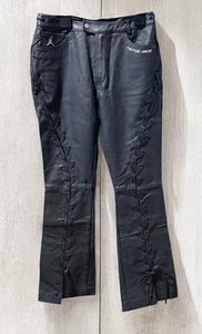 CACTUS JACK NIKE JORDAN Travis Scott Black Steel Leather Motorcycle Pants Sz 6 - Picture 1 of 12