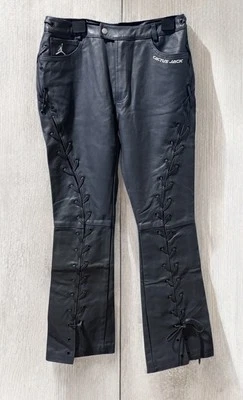 Calça de motocicleta CACTUS JACK NIKE JORDAN Travis Scott couro preto aço tamanho 6 - Imagem 1 de 4