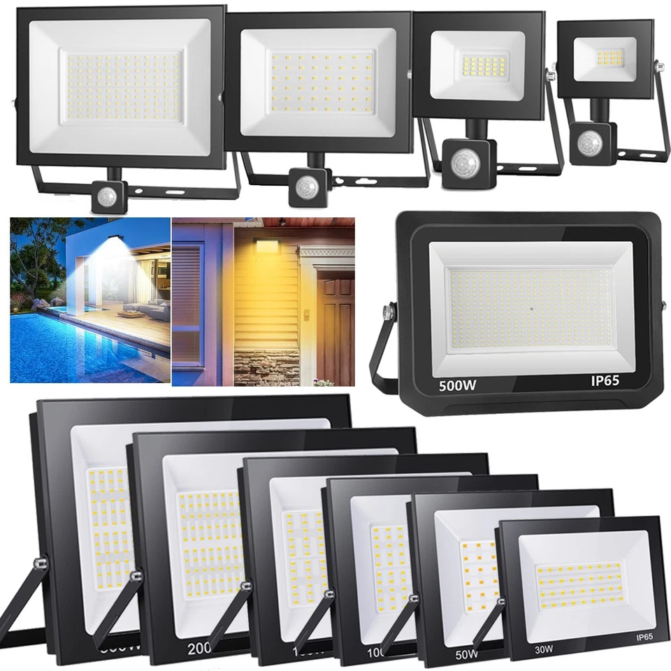 10W-500W LED Strahler Außen Fluter ohne/mit Bewegungsmelder Scheinwerfer IP65 - Bild 1 von 4