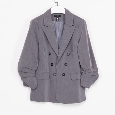 Blazer Aqua Mujer Manga Plisada Gris Melange Talla L Foto 1 de 4