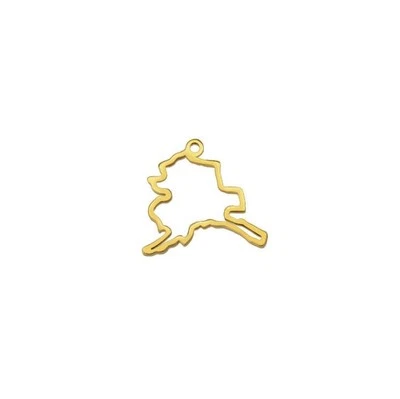 2PCS Gold Stainless Steel Cut US State Map Charm Connector GXM-AK Alaska Foto 1 de 4