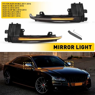 For Audi A3 S3 A4 S4 B8.5 A5 Pair Dynamic LED Turn Signal Light Mirror Indicator — 第 1/4 张图片