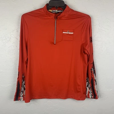 Jamie Sadock Golf Quarter Zip Womens Large Red Black Long Sleeve Pebble Beach - Image 1 of 4