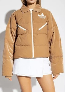 adidas Originals 'adicolor 70s' velvet puffer jacket brown Size 16 BNWT Genuine - Picture 1 of 10