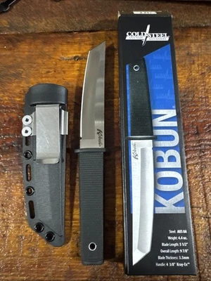 Cold Steel Kobun Fixed Knife 5.5" AUS8A Steel Tanto Blade Black Kray-Ex Handle - Image 1 of 4