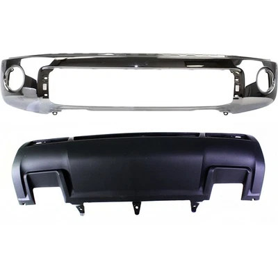Kit de cenefa de parachoques delantero para Toyota Tundra 2010-2013 diseño de 2 piezas de acero cromado Foto 1 de 4