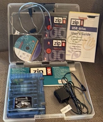 Retro IOMEGA Zip 100 Blue Translucent USB-Powered External Drive Z100USB  PC/MAC - Image 1 of 4
