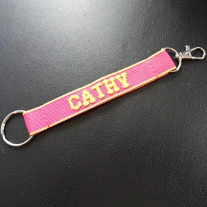 Cathy Lanyard Key Strap Keychain Personalized Novelty Name Gift Pink Yellow - Picture 1 of 5
