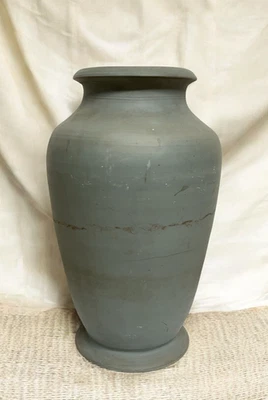 VTG Evans Pottery Dexter MO experimental green clay vase lamp base - Image 1 of 4
