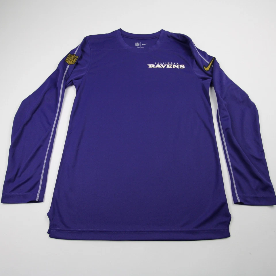 Camisa masculina de manga comprida Baltimore Ravens Nike NFL On Field Dri-Fit roxa usada - Imagem 1 de 1