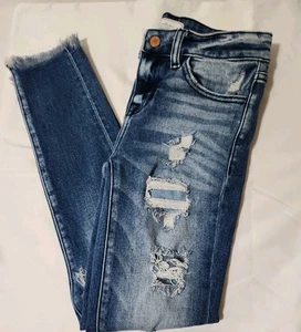 KanCan Girls Youth Skinny Jeans Size 12 Medium Wash Distressed Stretch - Picture 1 of 19