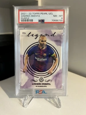 2021-22 Topps Pearl UCL - Andres Iniesta - FC Barcelona Legend Purple /25 PSA 8 - Image 1 of 3