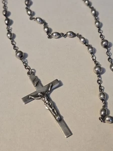 Vintage Sterling Silver Rosary Necklacev .925 - Picture 1 of 10