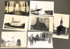 # T5808    UNIDENTIFIED  CHURCH     REAL PHOTO   POSTCARD LOT,   7  DIF. CARDS - Picture 1 of 2