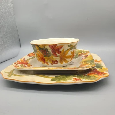 222 FIFTH set (3)  AUTUMN CELEBRATION Thanksgiving dinner & salad, Bowl new - Image 1 of 4