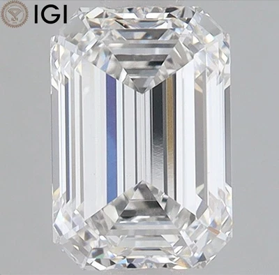 1.50 CT. IGI Certified Emerald Shape F Color VVS2 Clarity CVD Lab Grown Diamond - Image 1 of 4