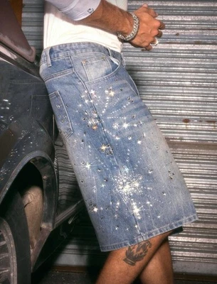 Shorts jeans masculino strass tamanhos 36 38 40 - Imagem 1 de 2