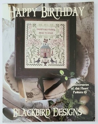 BLACKBIRD DESIGNS HAPPY BIRTHDAY SAMPLER COUNTED CROSS STITCH  CHART NEW - Image 1 of 3