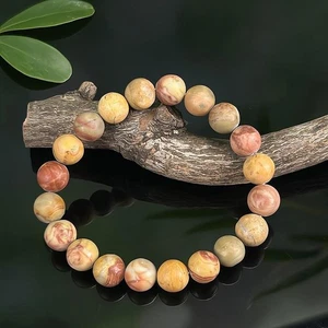 Weihnachtsgeschenk Natur Achat rund Perlen Armband/echtes Edelsteinarmband - Bild 1 von 2