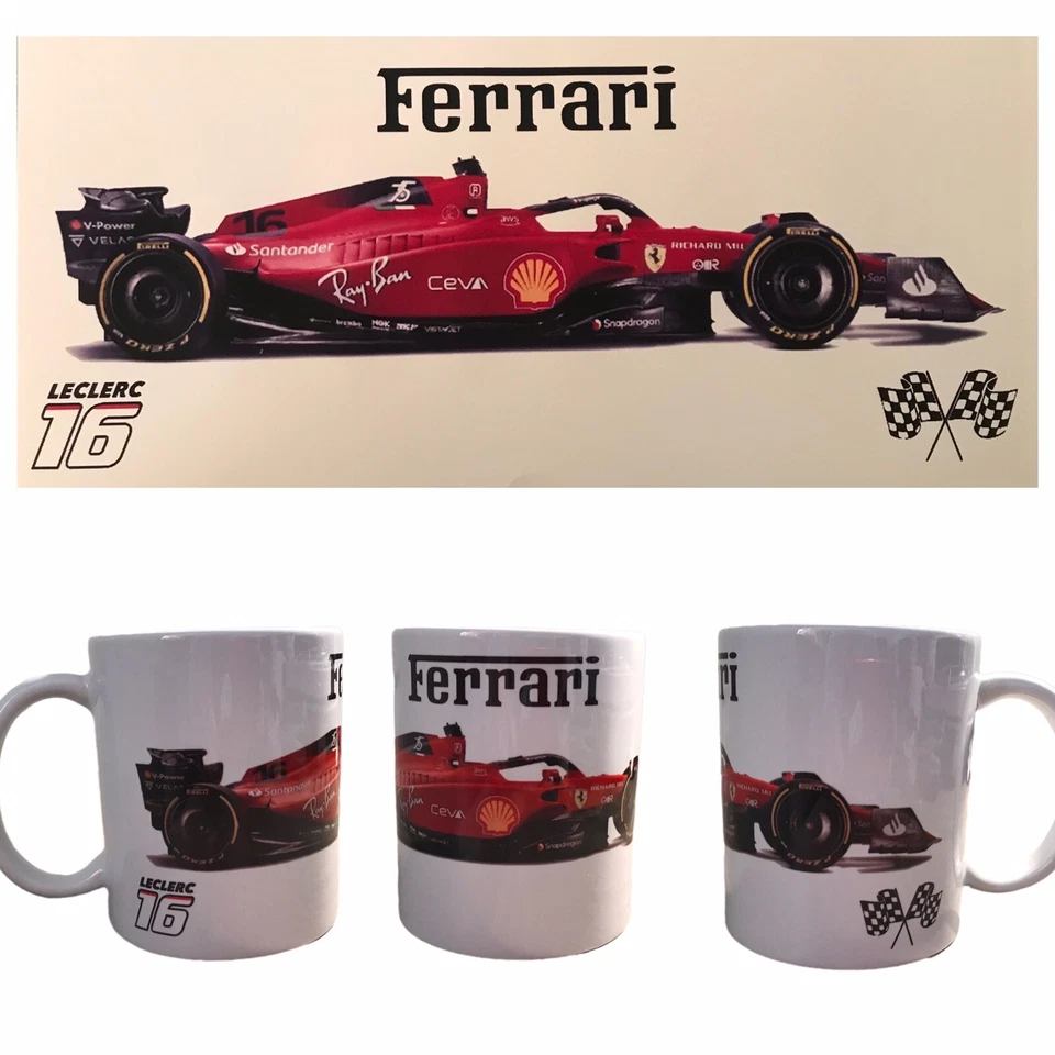 Tasse à café Charles Leclerc voiture Ferrari F cadeau parfait pour les fans - Photo 1/1