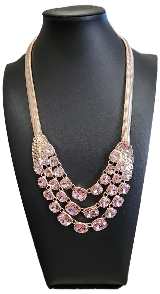 Шикарный розовый кварц заявление ожерелье в розовом тоне 20-22 в - Изображение 1 из 1