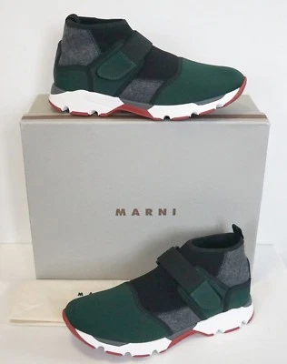 Nuevo MARNI ITALIA Militar Verde y Gris NEOPRENO Tenis Zapatos Deportivos EUR-40 US-7 Foto 1 de 4