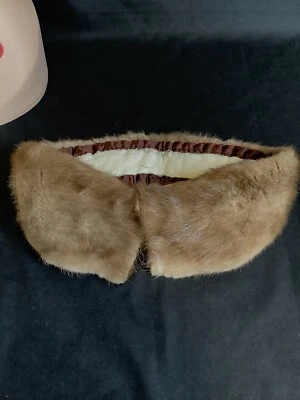 Vintage Mink Fur Scarf Coat Collar lined Original Warm Brown Light Brown 1950’s - Изображение 1 из 4