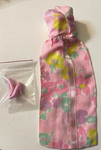 Vintage 1960's Hong Kong Fits Barbie Doll Clone Formal Floral Dress Pink Heels - Picture 1 of 8
