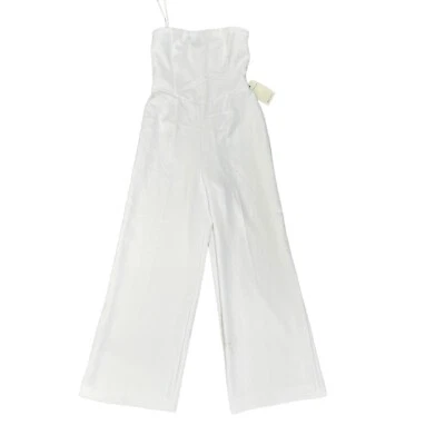 Macacão Abercrombie & Fitch Feminino S Branco Sem Alças Crepe Estilo Espartilho Perna Larga - Imagem 1 de 4