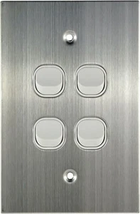 Connected Switchgear Stainless Steel 4 Gang Light Switch White | SS-LS104V - Picture 1 of 1