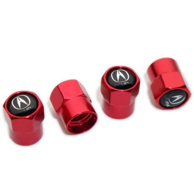 4pcs Hex Universal Fit Car Wheels Tire Air Valve Caps Stem Dust Cover Decor Red - Image 1 of 4
