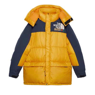 Auténtica chaqueta de abrigo acolchada de plumón The North Face X Gucci amarilla 700 para hombre nueva Foto 1 de 4