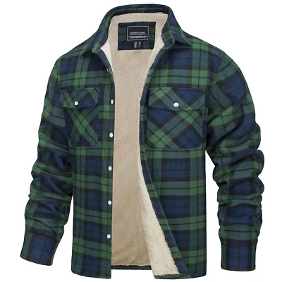 Para hombres Camisa Chaqueta de Franela Suave Sherpa Forrada de Vellón Invierno Informal Algodón Abrigo EE. UU. Foto 1 de 4