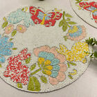 Set of 2/4/6, Easter bunny and butterfly beaded placemat, multicolour 14x14inch