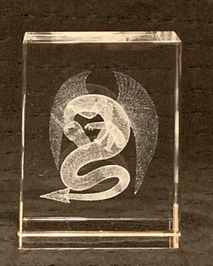 3D Laser Etched Dragon Crystal Glass Paperweight Gift for Dragon Lovers 3 1/4” - Picture 1 of 9