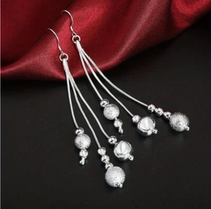 BRIGHTON BEACH Silvery Chain Tassel Dangle Earrings - Picture 1 of 4