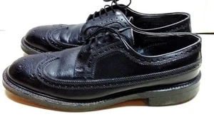Bostonian Black Pebbled Leather Wingtip Brogue Oxford Lace Up Dress Men Shoes 9M - Picture 1 of 11