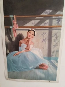 Ballerina Portrait Hand Painted Oil Painting On Canvas Dance 60x90cm Wood Frame - Picture 1 of 6