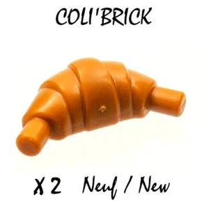 Lego 67338 - 2x Croissant with Flat Ends Food end Drink - Dark Orange - Neuf - Imagen 1 de 2