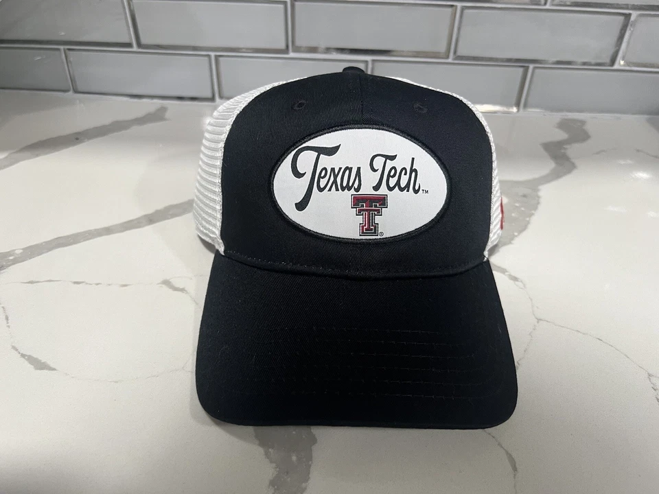 Texas Tech Red Raiders Hat Cap Snap Back White Plain Logo Mesh Trucker Gameguard
